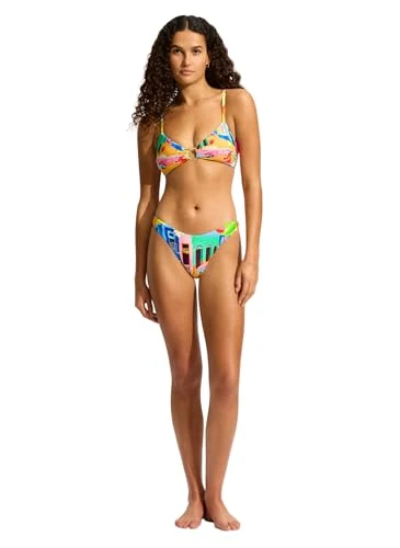 Seafolly Women's Ring Front Bralette Bikini Top Swimsuit, Cuba Turquoise, 2