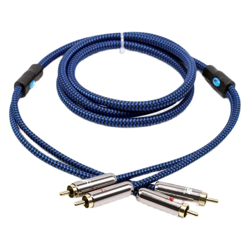 AJOHBM Audiophile Audio Cable Dual RCA to Dual RCA Compatible With AMP Sub-woofer Speaker Car DVD 2 RCA OFC Shielding Cable 1M 2M 3M 5M 8M 10M 12M(Blu,3meter)
