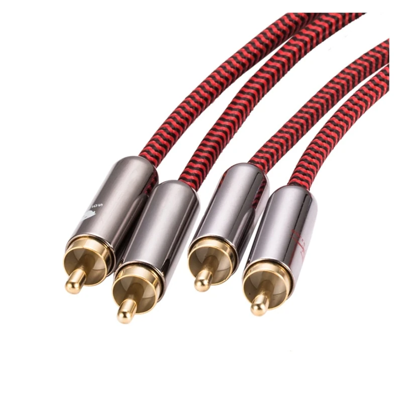 AJOHBM Audiophile Audio Cable Dual RCA to Dual RCA Compatible With AMP Sub-woofer Speaker Car DVD 2 RCA OFC Shielding Cable 1M 2M 3M 5M 8M 10M 12M(I-I,5meter)