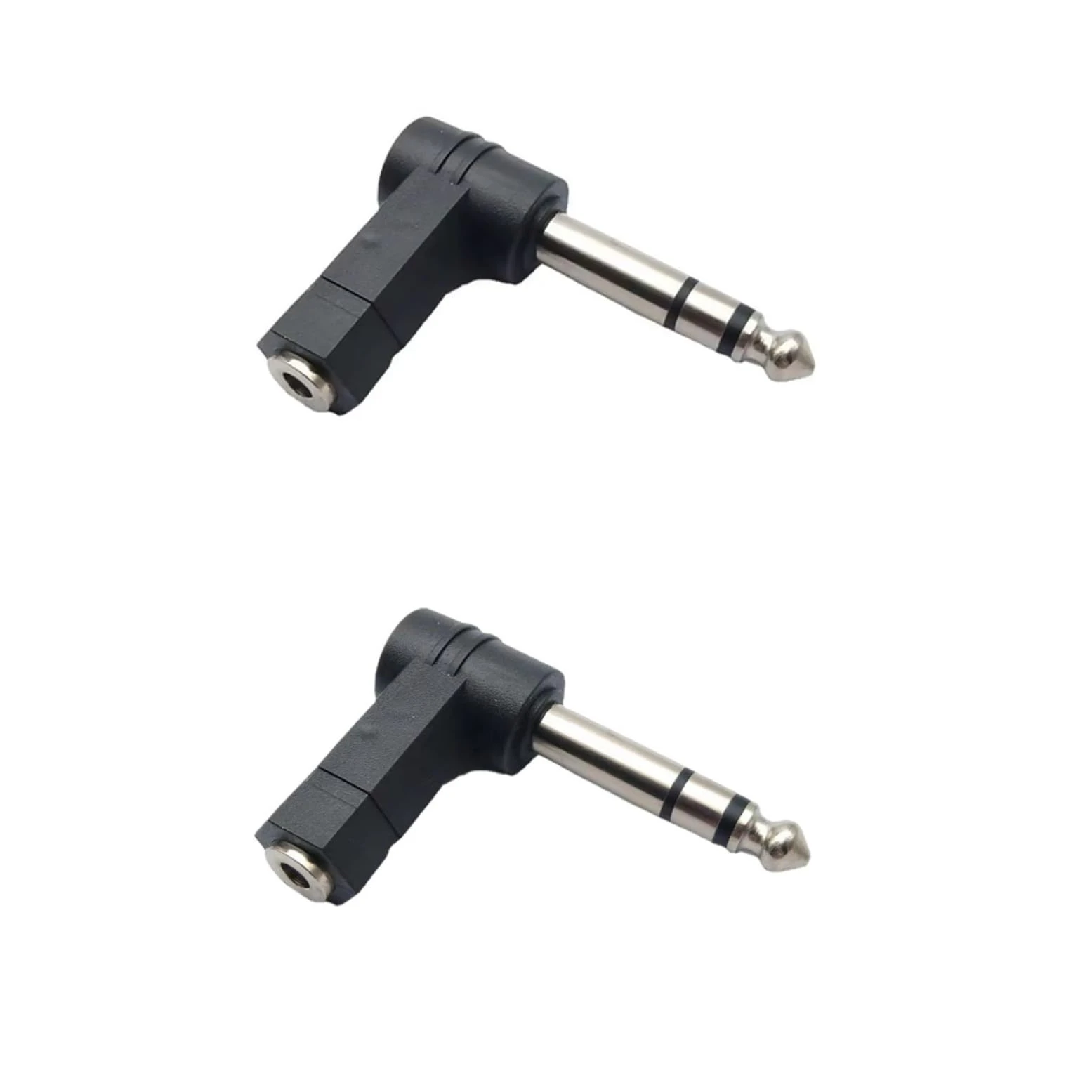 JZK 2x TRS right angle adapter, 1/8" to 1/4" audio adapter, 3.5mm female to 6.35mm male 90° stereo headphone audio adaptor converter connector for professional audio equipment