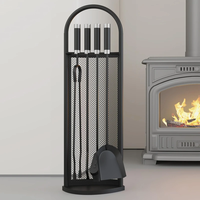 Kingson 5-Piece Fireside Companion Set - Black Fireplace Tool Kit