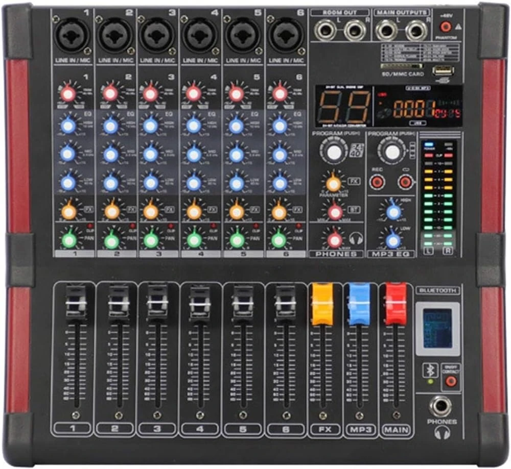 Studio Mixing Desks, Live Mixers Bluetooth Record 6 Channels (Mono) 99 DSP effect USB Function Professional Audio Mixer DJ Mixer