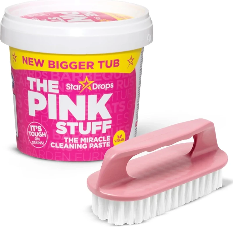 The Pink Stuff Miracle Cleaning Paste 850g + Scrubbing Brush Set | Tough Stain Remover for Kitchen, Bathroom & Surfaces | All-Purpose Cleaner for Tiles, Cookers, Sinks & More