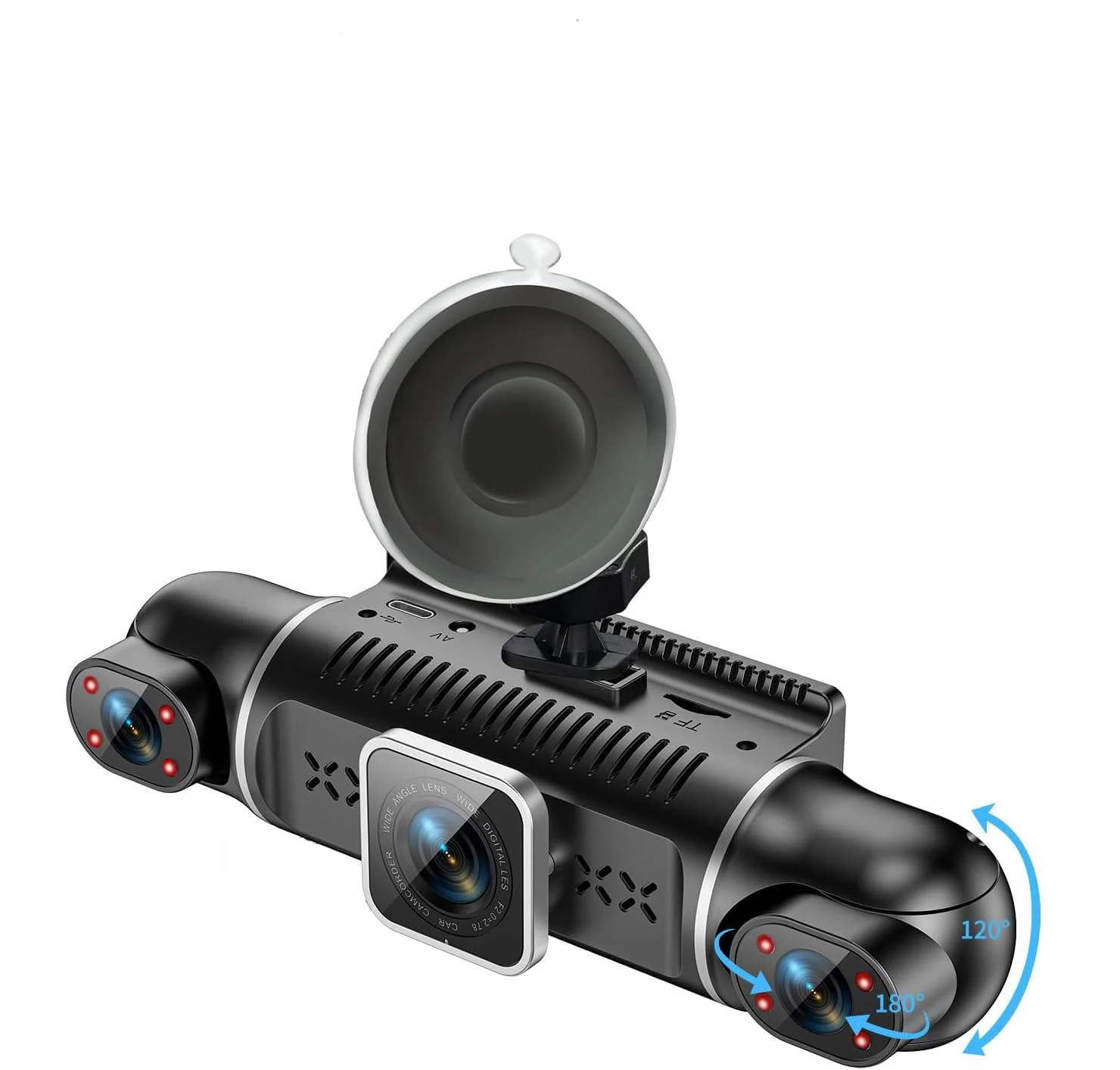 Dash Cam Front Rear Camera: 2K / 1080P Dashcam for Car 4 Channel 4 x 140° Wide-Angle with 3" IPS Screen, Car Dashcam with Loop Recording IR Night Vision 24H Parking Mode G-Sensor App Control 64GB SD