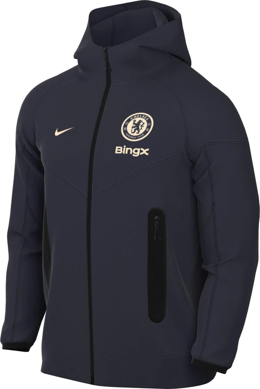 NIKE Chelsea Top CFC M Nk Tch FLC Fz Wr HDY, Obsidian/Guava Ice, FZ4175-452, S