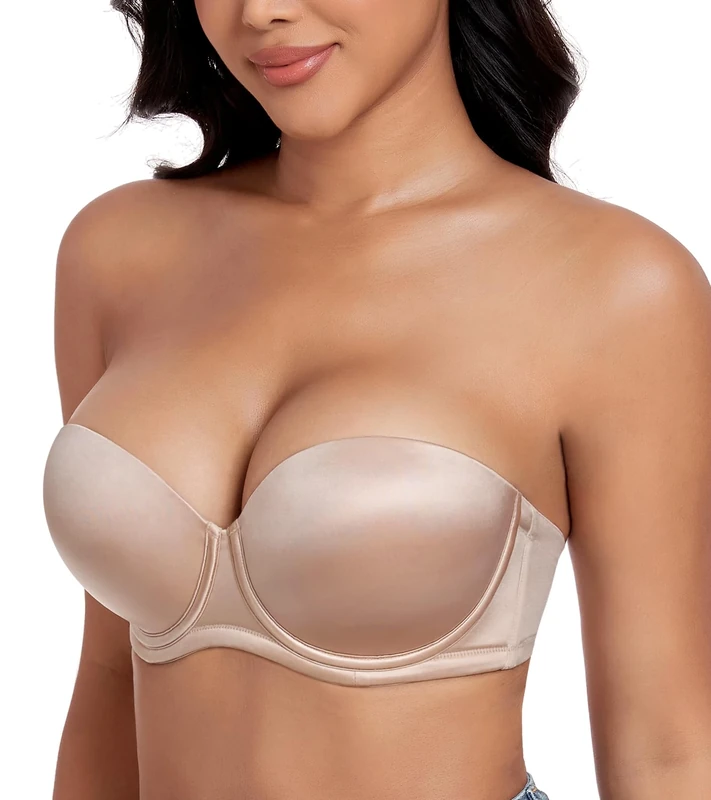 DotVol Women's Multiway Push Up Convertible Underwire Strapless Bra Thick Padded Everyday Bra(Beige,40C)