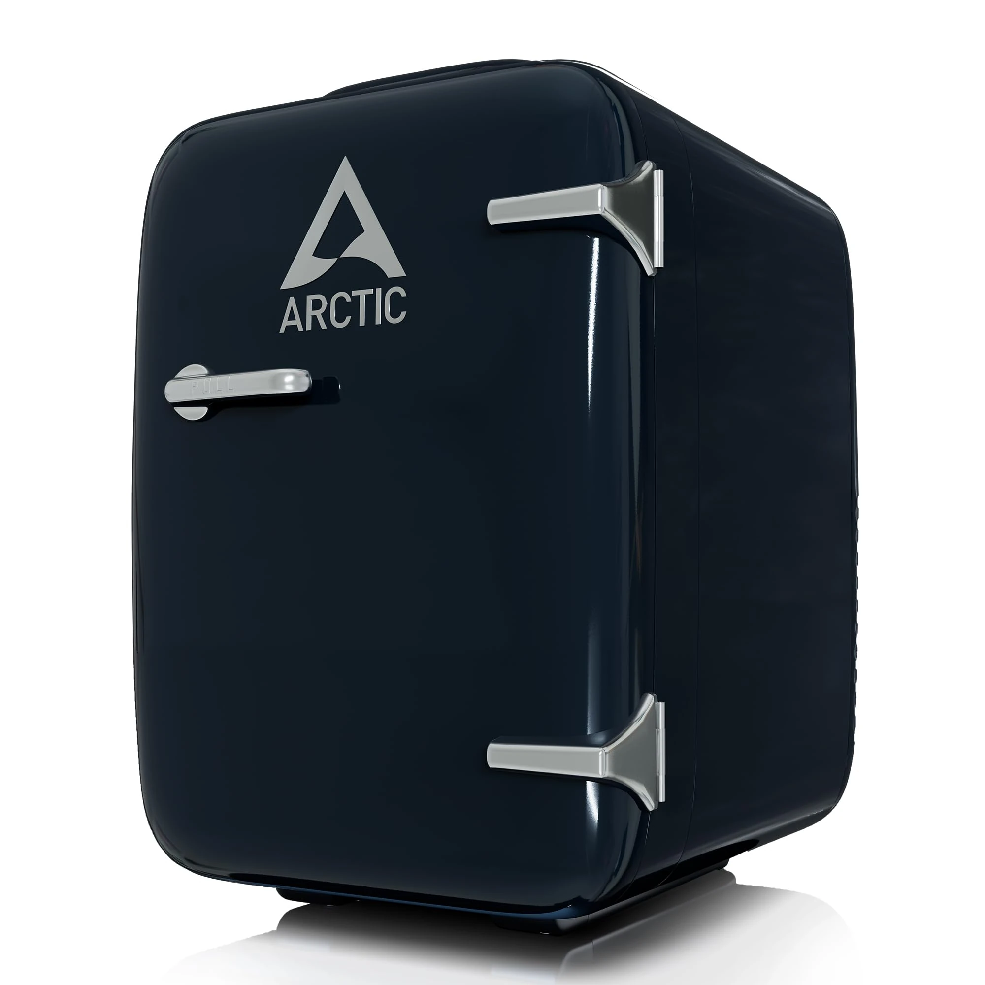 ARCTIC Fridge - Mini Fridge 4L for Drinks & Cosmetics, with Cooling & Heating Function, 12 V DC & 220 V AC, Ideal for Car, Office, Camping & Travel, UK Plug - Blue