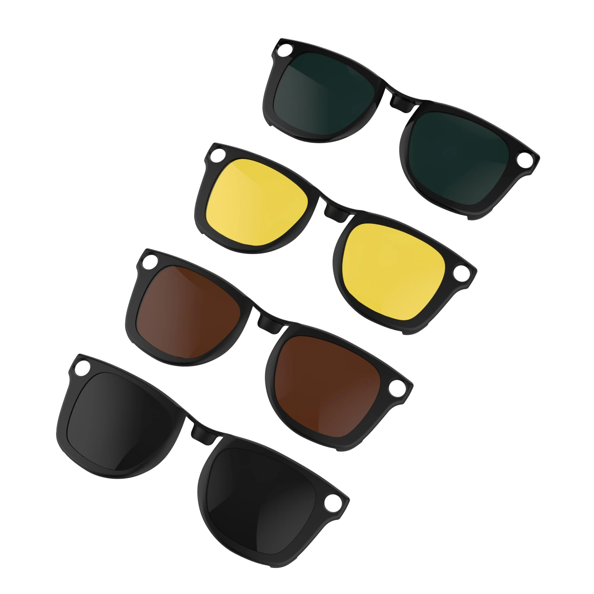 RCstyle Compatible With Ray-Ban Meta Wayfarer(Standard) Smart Glasses Color Changing Clip Set for Man and Woman(Dark Green, Night Vision Yellow, Black, Brown)