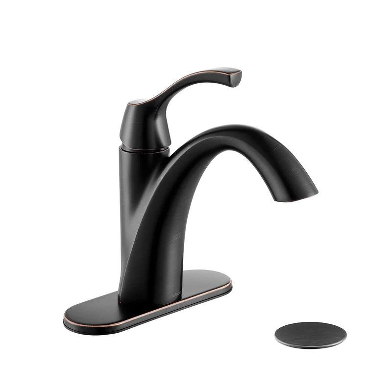 TAF206-ORB Bathroom Faucet, Oil Rubbed Bronze, Single Lever Bathroom Sink Faucet for 1 Hole 3 Holes Deck Plate Basin Faucet Pop Up Drain and Water Supply Lines in
