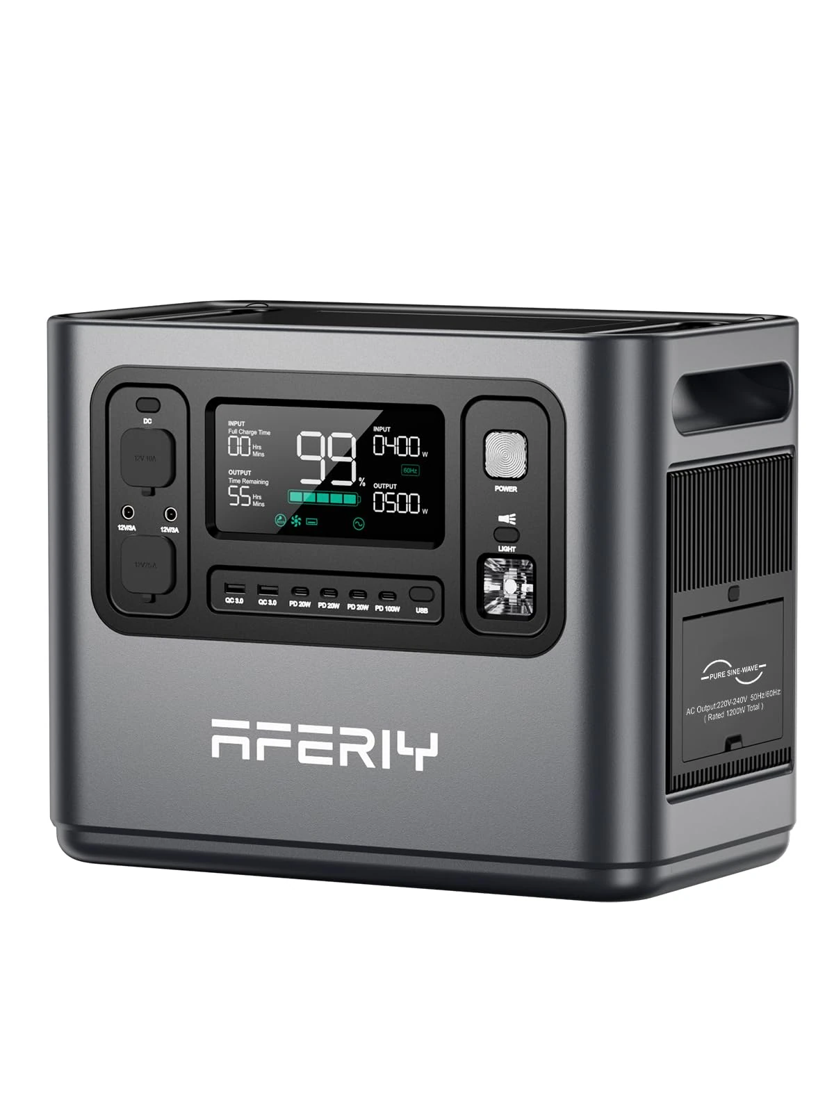 AFERIY Portable Power Station 1200W, 960Wh Portable Power Station, 2x AC 220-240V Outlets, 4 Input Ways, 12 Outputs, LFP Battery, Solar Generator for Camping Travel Off-Grid Living, 7-Year Warranty