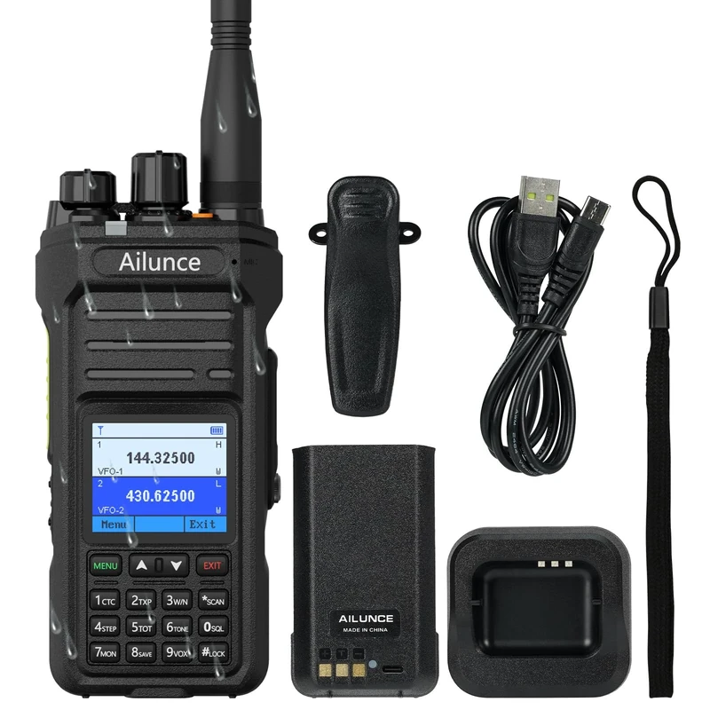 Retevis Ailunce HA1UV Ham Radio, Continuously Upgrading Firmware, Chirp, AM/FM Receiver, 1750Hz, Sub-PTT, 2800mAh, 1.77-inch Color Display, IP67, Robust Amateur radio (1 Stück)