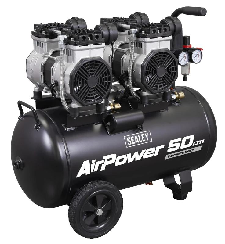 Sealey Oil Free Low Noise Direct Drive Air Compressor, 50L, 2 x 2hp, 19.7cfm, 116psi, 3kW - SAC5001S