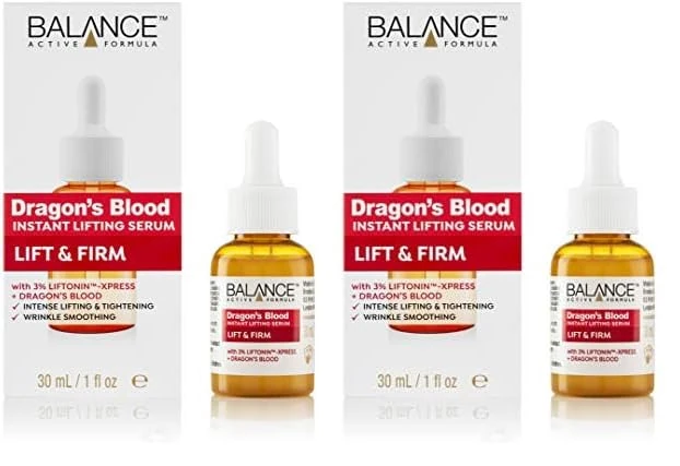 Balance Active Formula Dragon's Blood Instant Lifting Serum (30ml) - Lightweight & Non-Greasy Serum Firmer Looking Skin And Reducing The Appearance Of Wrinkles (Pack of 2)