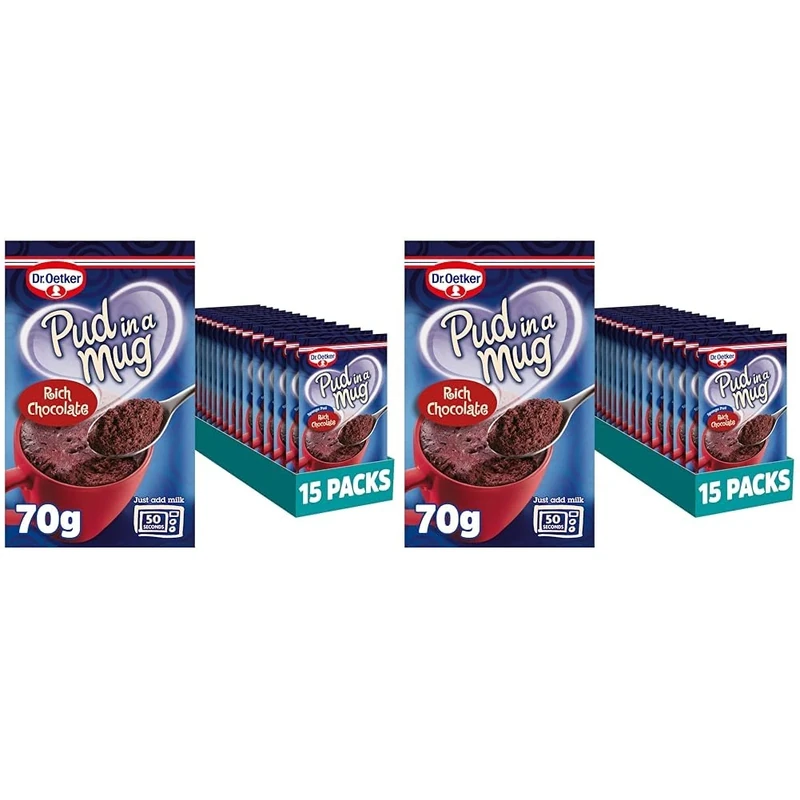 Dr. Oetker Rich Chocolate Pud in a Mug, 70g Each, Pack of 30 - Microwave Pudding Cake mixes for Baking, Suitable for Kids Bakes, Store Cupboard Essentials - Image 1