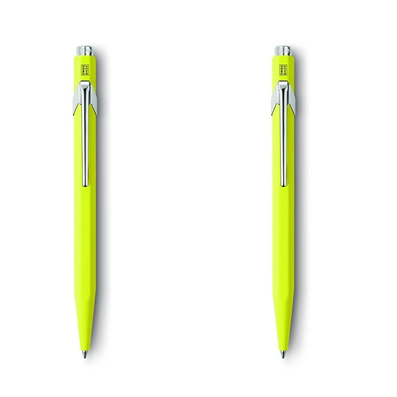 Caran d'Ache 849 Metal Range Ball Pen Fluo - Yellow (Pack of 2)