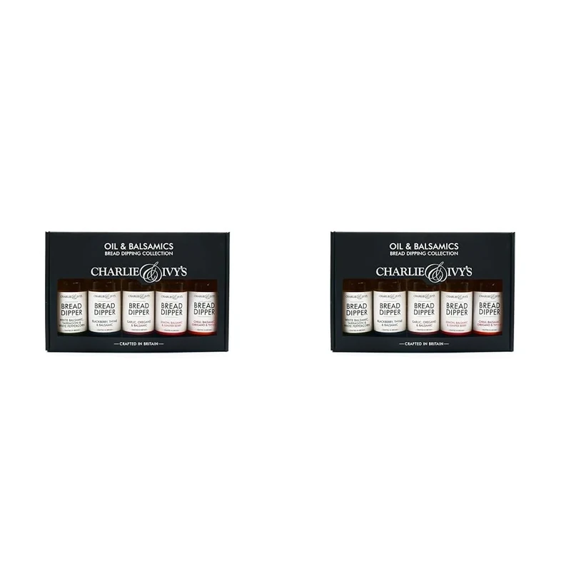 Charlie & Ivy's Oil & Balsamic Box 5 x 100ml - British Bread Dipping Oils - Great to dip, dress and drizzle (Pack of 2)