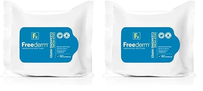 Freederm Fragrance Free Deep Pore Face Cleansing Wipes for Spot Prone Skin, Fights Spot Causing Bacteria, Biodegradable, 25-count (Pack of 2)