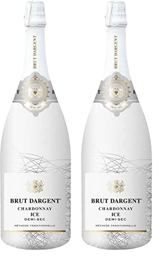 Brut Dargent - Ice Chardonnay Magnum White Sparkling Wine, Medium dry - Traditional Method (1 x 1.5 L) (Pack of 2)