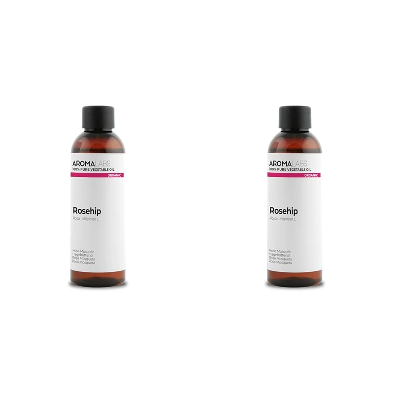 ORGANIC - ROSEHIP Oil - 100mL - 100% Pure, Natural, Cold Pressed and Cosmos Certified - AROMA LABS (French Brand) (Pack of 2)