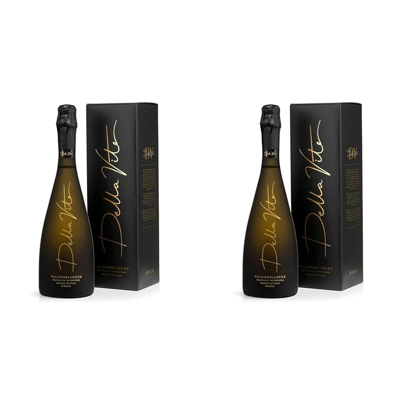 Della Vite Superiore D.O.C.G Premium Italian Prosecco - Rich & Extra Dry Prosecco Wine (Single Bottle, 11.5% 750ml) - Includes Gift Box (Pack of 2)