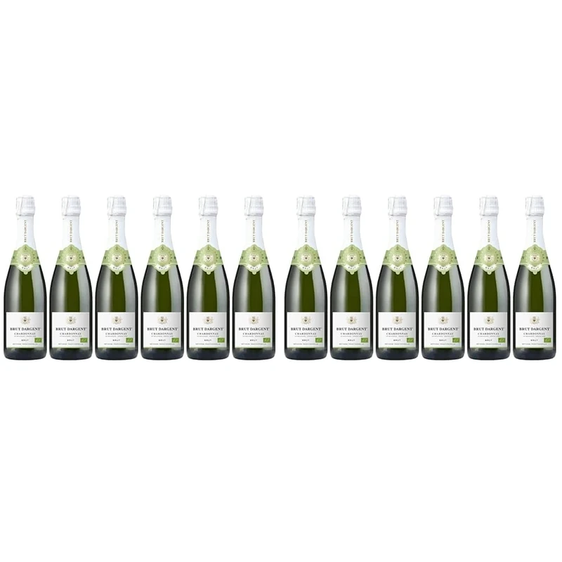 Brut Dargent Chardonnay BIO - Sparkling wine Chardonnay dry organic - Traditional method - Origin : France (6 x 0.75 L) (Pack of 2)