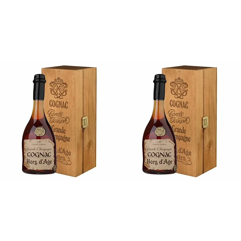 Comte Joseph - Cognac Hors d'Age Wood Gift Box - Spirits 40% ABV (1 x 0.70 L) (Pack of 2)