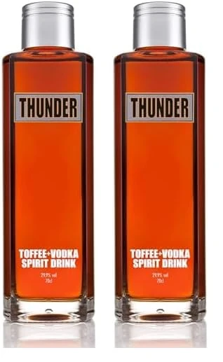 Thunder Toffee Vodka - 5 x Distilled Flavoured Vodka Mixed with Toffee - Premium Vodka Made from All Natural Ingredients - 29.9% ABV - 70cl Bottle (Pack of 2)