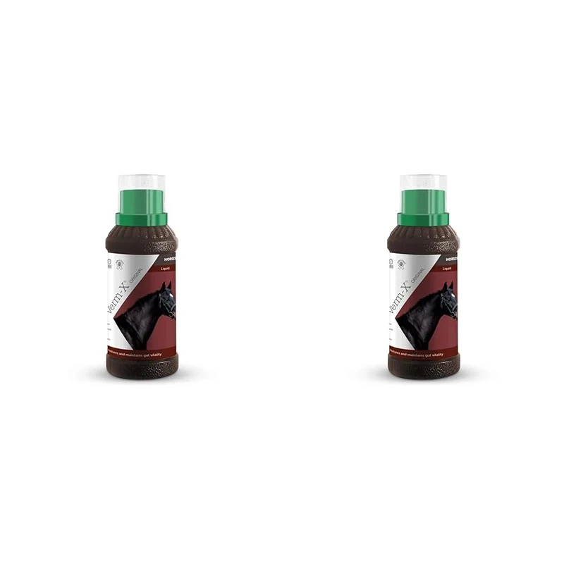 Verm-X 100% Natural Liquid for Horses and Ponies. Supports  Intestinal Hygiene. Vet Approved. UFAS Assured. Contains  Prebiotic for Gut Biome Quality (Pack of 2)