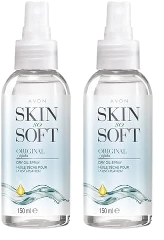 Avon Skin So Soft Dry Oil Spray 150ml | Locks in Moisture | Formulated with Jojoba Oil and Vitamin E | Quick Dry Formula | Cruelty Free,Clear (Pack of 2)