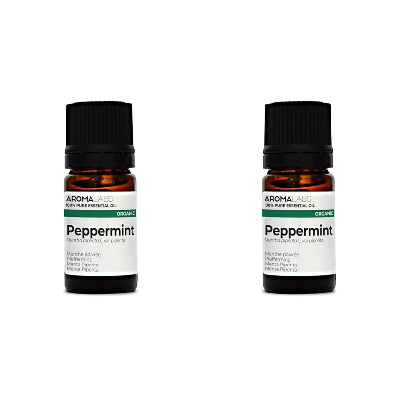 BIO - Peppermint Essential Oil - 5mL - 100% Pure, Natural, Chemotyped and AB Certified - AROMA LABS (French Brand) (Pack of 2)
