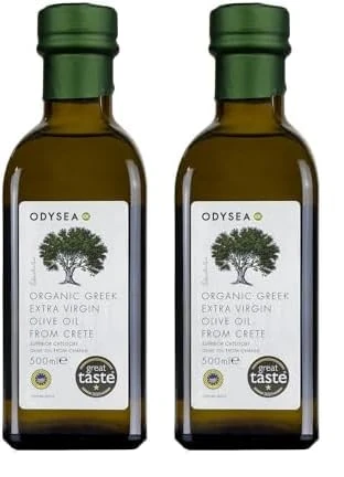 Odysea Organic Greek Extra Virgin Olive Oil, PGI Chania, 500 ml (Pack of 2)