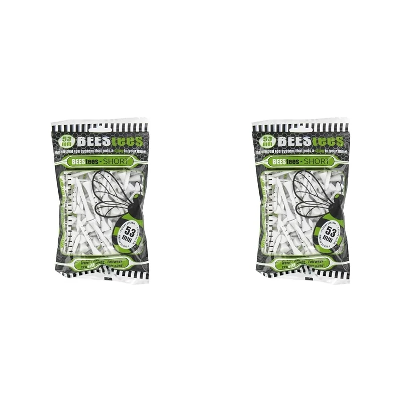 Golfers Club BEES TEES, 120 SHORT TEES 53mm FOR IRONS, HYBRID OR FAIRWAY WOODS. (Pack of 2)