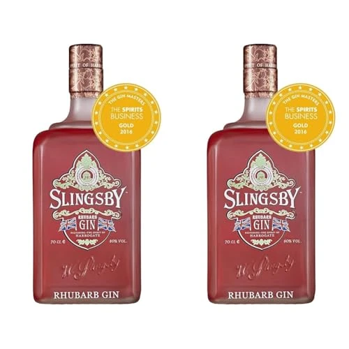 Slingsby Rhubarb Flavoured Gin - 70cl bottle - 40% Vol - Award-Winning Pink Gin using Locally Sourced Botanicals and Infused with Yorkshire Rhubarb (Pack of 2)