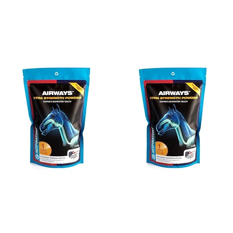 Equine America Airways Xtra Strength Premium Ready To Use Horse & Pony Supplement For Respiratory Support 500g (Pack of 2)