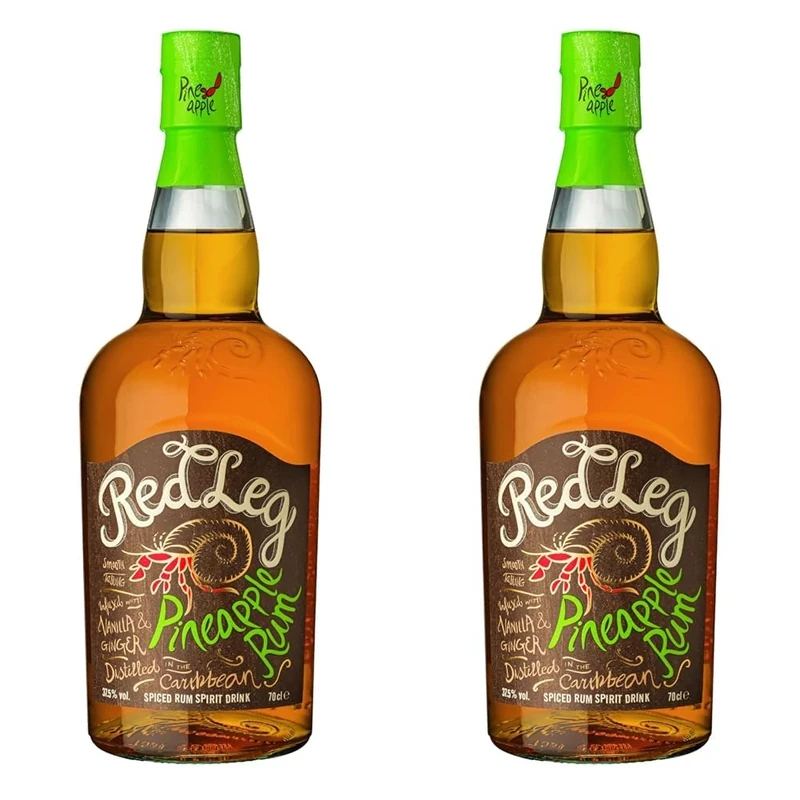 RedLeg Pineapple Rum - Premium Caribbean rum infused with pineapple, 70cl (Packaging May Vary) (Pack of 2)