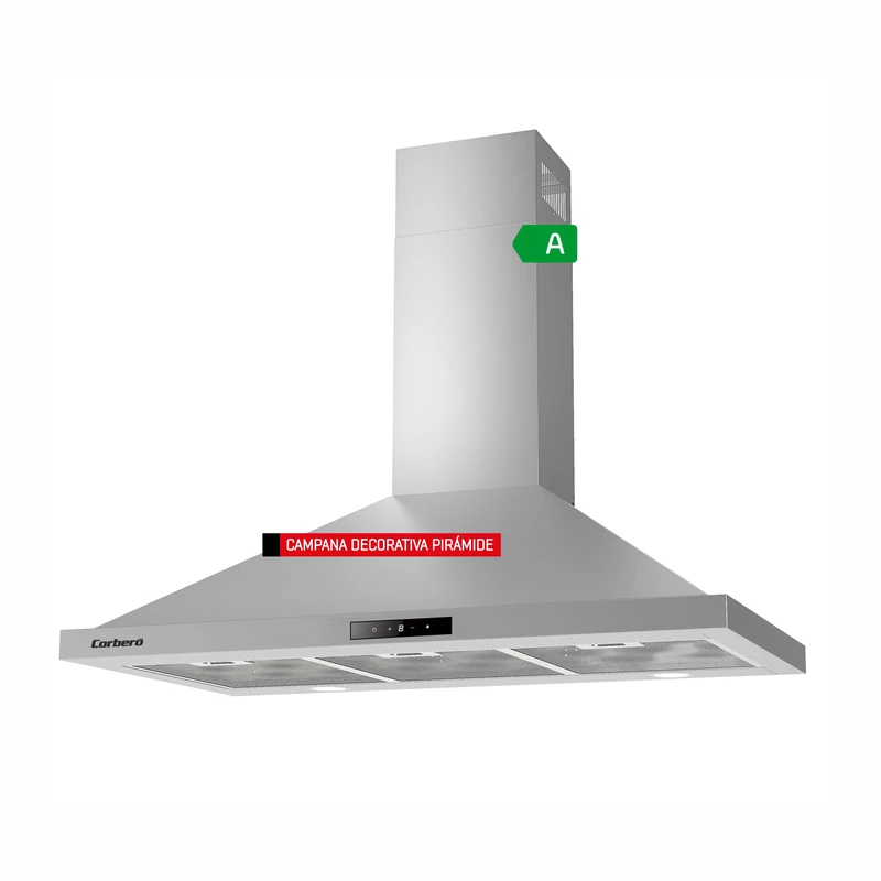 Corberó - Decorative Pyramid Hood | NEMRUT675X | White | 60 cm, Flow Rate 750 m3/h, 165W, 3 Speeds, 3 Layers Aluminium Filter, Carbon Filter, Energy Efficiency A