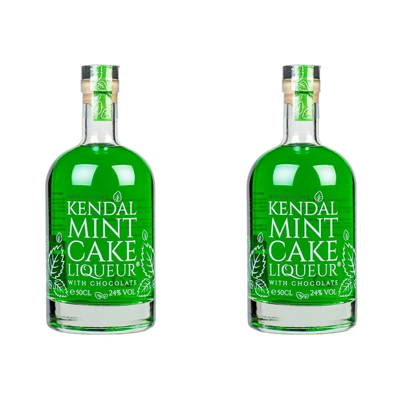 Pennington’s Kendal Mint Cake Liqueur | 50cl | 24% ABV | Fresh Mint and Chocolate Liqueur from Cumbria (Pack of 2)