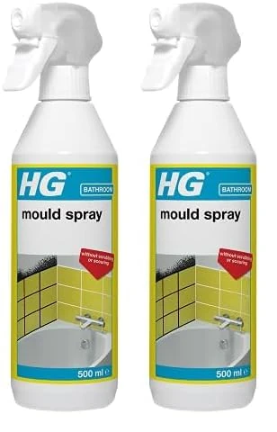 HG Mould Spray, Effective Mould Spray & Mildew Cleaner, Removes Mouldy Stains From Walls, Tiles, Silicone Seals & More - 500ml, Pack of 2