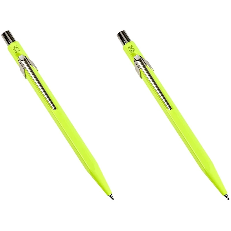 Caran Dache Mechanical Pencil, Fluo Line, Yellow, with 0.7mm Lead (Pack of 2)