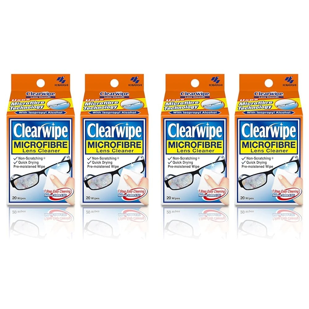 CLEARWIPE Microfibre Lens Cleaner with Isopropyl Alcohol - 40 Wipes (Pack of 2)