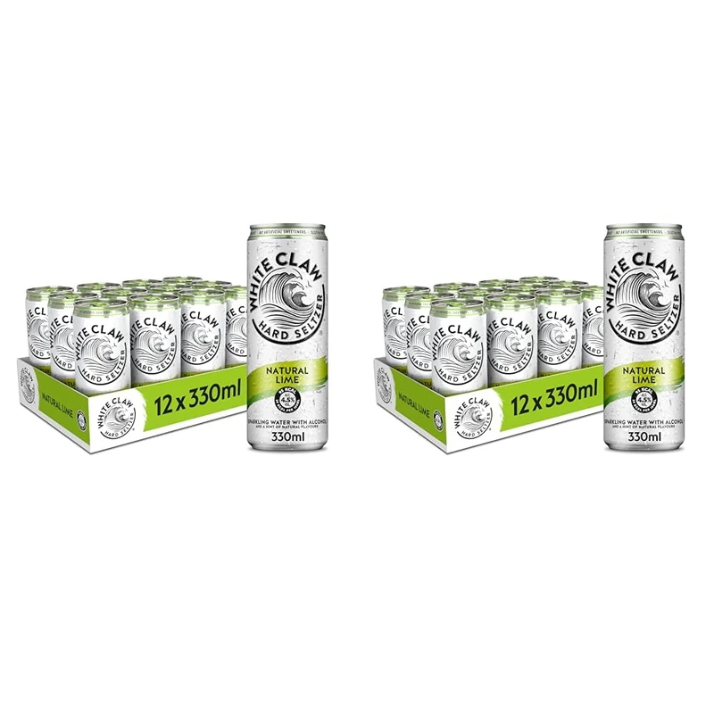 WHITE CLAW® | Natural Lime | Alcoholic Sparkling Water with a hint of natural flavours | Light and Refreshing Taste | 4.5% ABV | 95 kcal | UK’s #1 Hard Seltzer | 12 x 330ml can pack (Pack of 2)