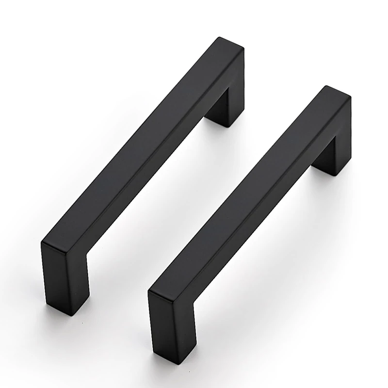Joy Decor 50 Pack Cabinet Handles, Black Cabinet Pulls, 3-3/4 Inch Kitchen Cabinet Handles Square Drawer Pulls Stainless Steel Drawer Hardware Handles, 96mm Hole Centers