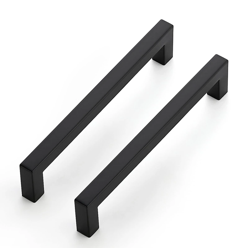 Joy Decor 50 Pack Cabinet Handles, Black Cabinet Pulls, 6-1/4 Inch Kitchen Cabinet Handles Square Drawer Pulls Stainless Steel Drawer Hardware Handles, 160mm Hole Centers