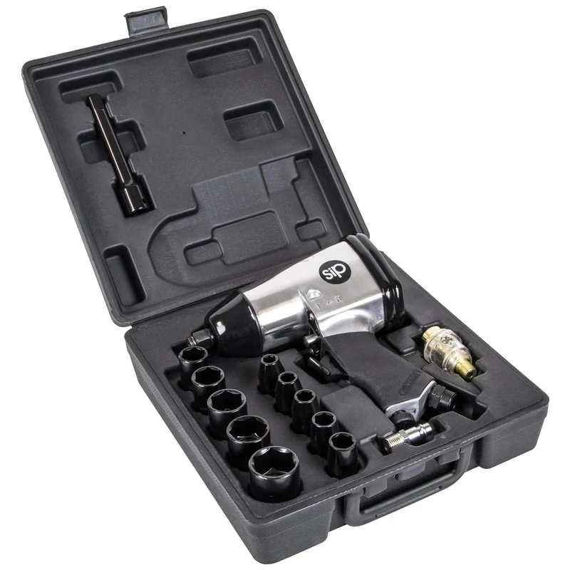 SIP 1/2" Air Impact Wrench Kit, 17 Piece Set Air Tools for Compressor 312Nm Working Torque