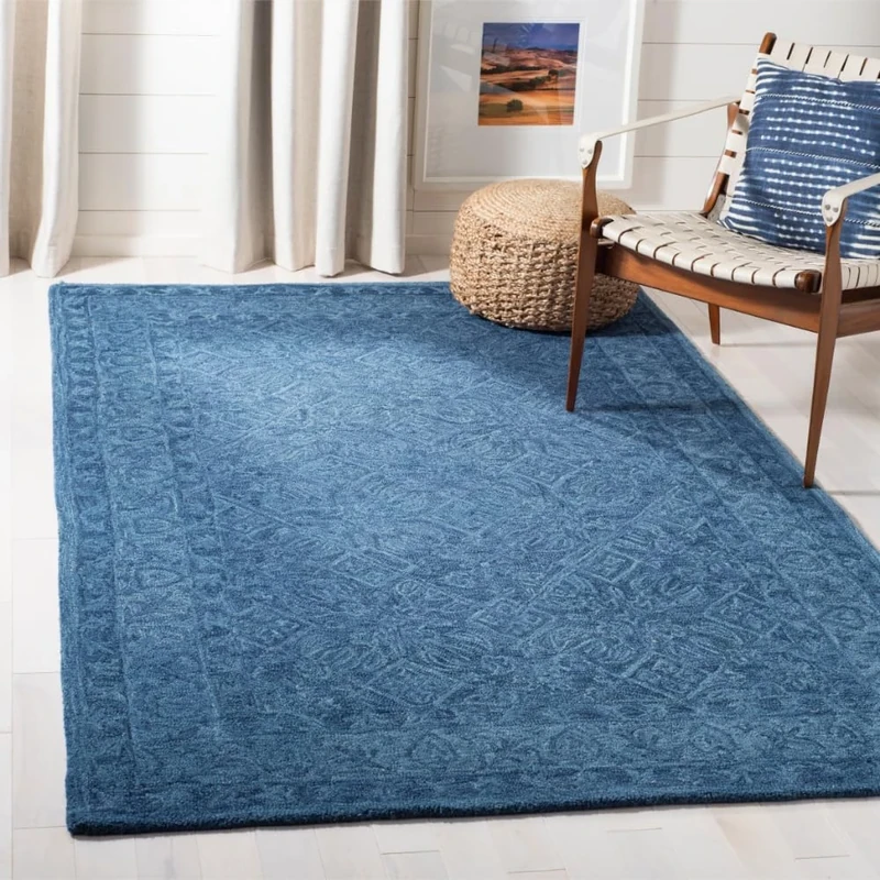 Safavieh Contemporary Rug for Living Room, Dining Room, Bedroom - Dip Dye Collection, Short Pile, in Navy Blue, 183 x 274 cm