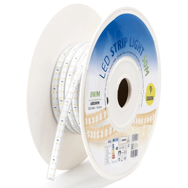 Blendend 50m 10mm Yellow LED Strip, Integrated Circuit, Ideal for Decoration, Ambient Lighting and Creative Projects.