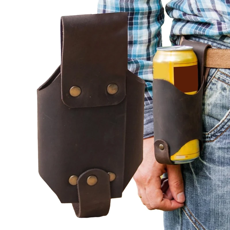 Beer Case - Beverage Waist Bag, Beer Holder | Belt Bottle Holder, PU Leather Beer Bottle Holder Belt, Cool Beer Accessories, Beverage Waist Bag, Belt - Image 1