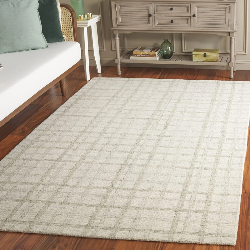 SAFAVIEH Contemporary Rug for Living Room, Dining Room, Bedroom - Abstract Collection, Short Pile, in Sage and Ivory, 152 X 244 cm - Image 1