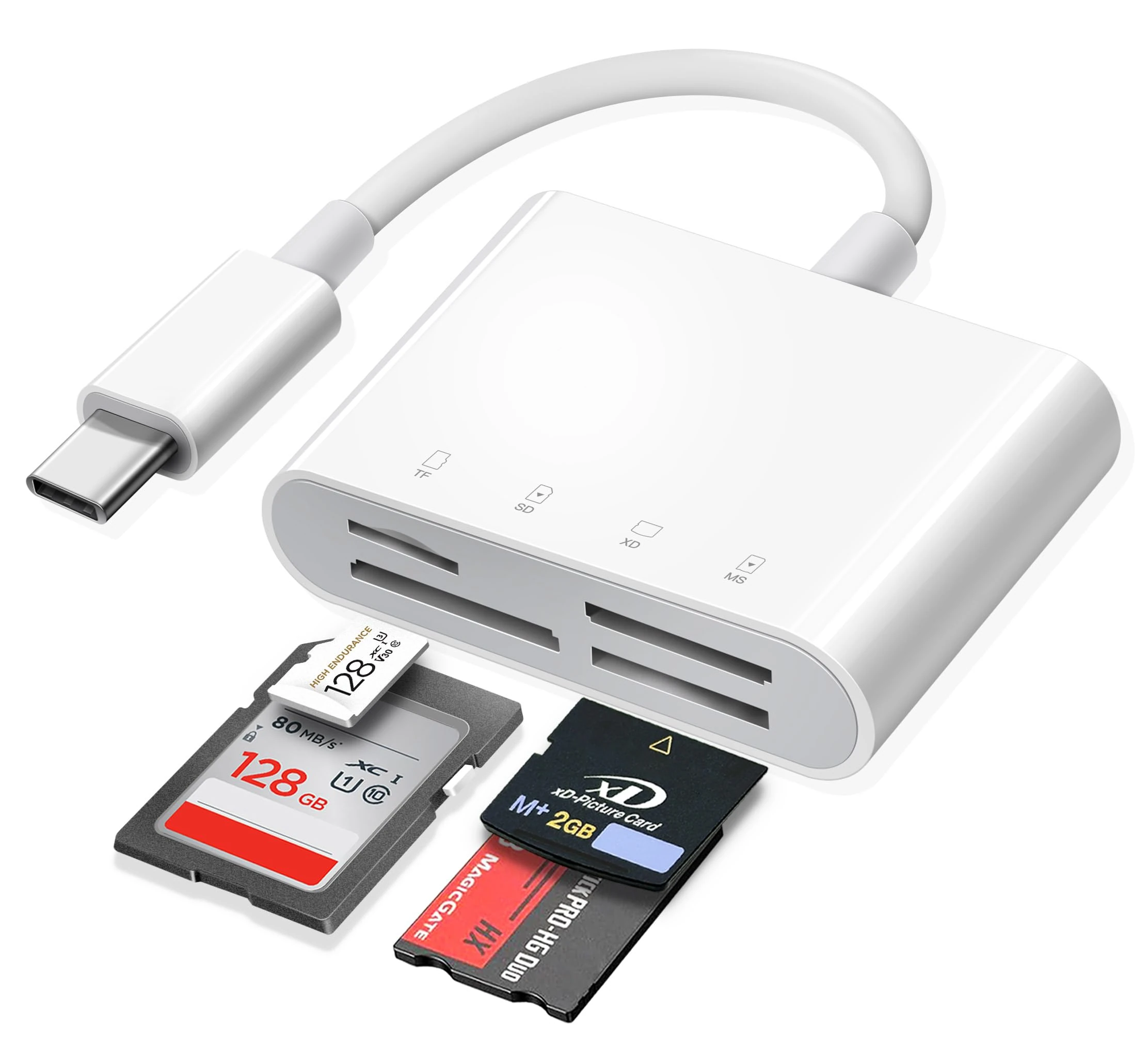 USB C SD Card Reader for iPhone 15 16/iPad/MacBook/Mac, xdgeLoad 4 Slots Type C Reader Supports SD/Micro SD/MS/XD-Picture (xD) Cards, Trail Camera Card Adapter Plug and Play