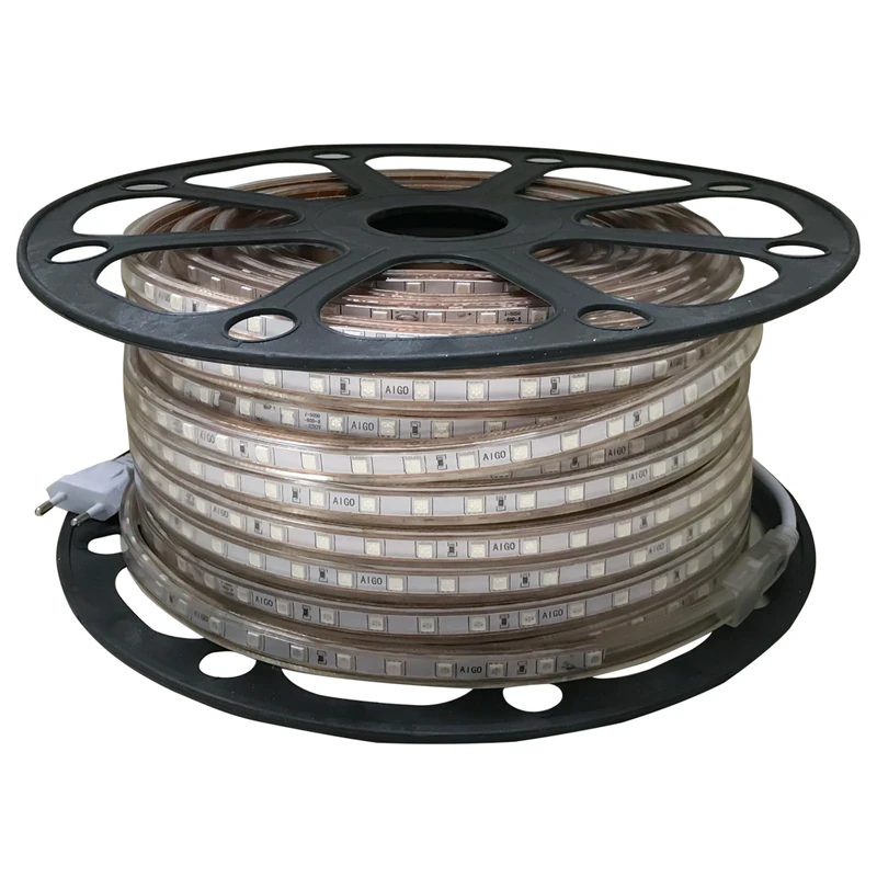 Blendend High Voltage Blue LED Strip, 50 Meters in Length and 10mm in Width, Ideal for Decorative and Ambient Lighting Indoors and Outdoors.